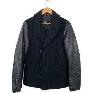 Mackage Single Breasted Leather Sleeve Wool/Cashmere peacoat men's 38 / Small